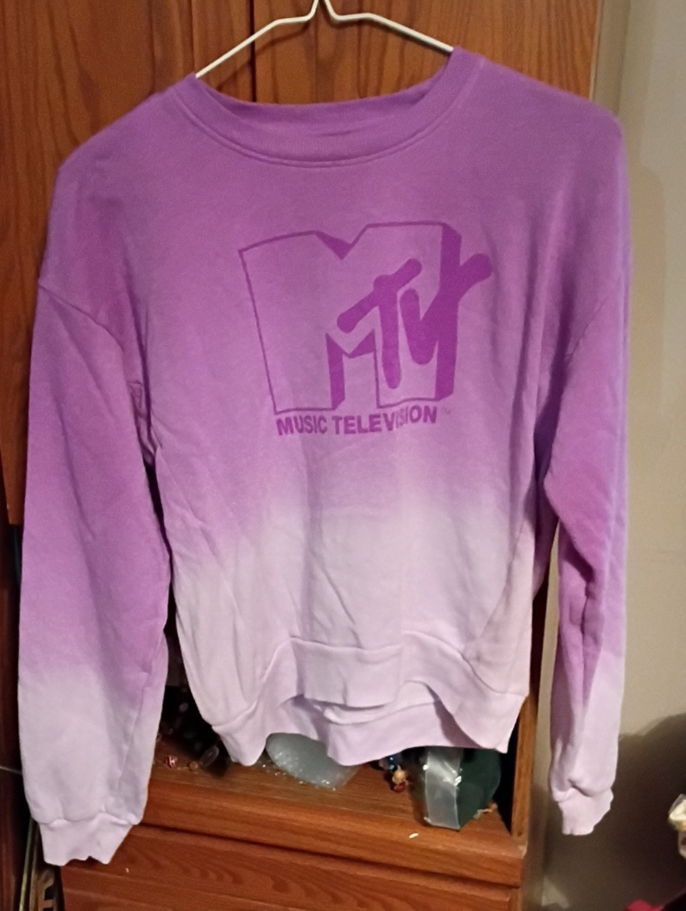 MTV Purple to Cream Ombre Crewneck Sweatshirt